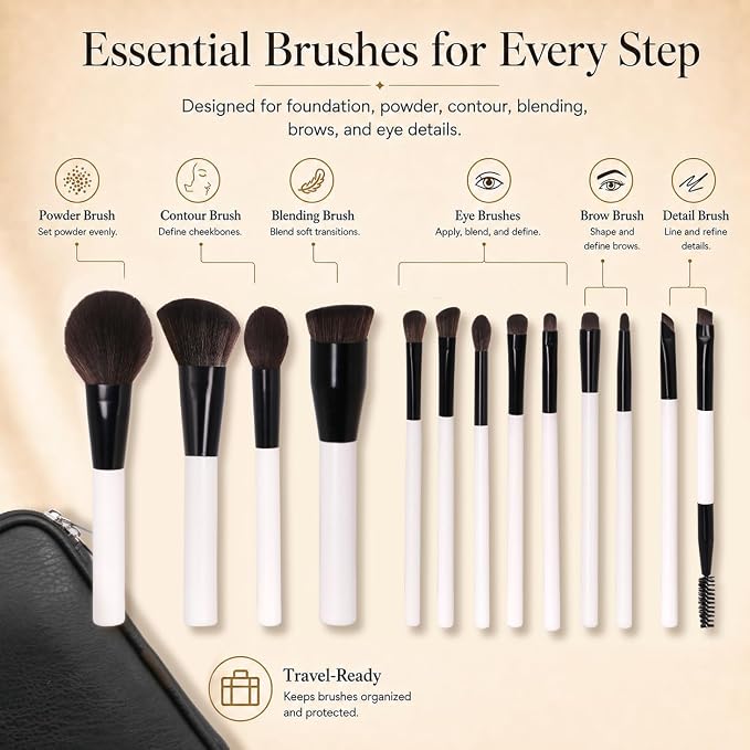 White Makeup Brush Set 13PCS