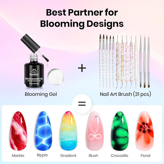 1-Versatile Nail Art Brushes | 31pcs & blooming gel