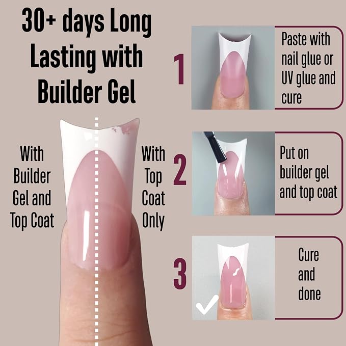 Duck Nails White French Tips Berry Pink Moon Curve