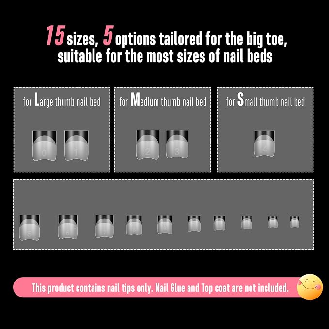 Half Cover Short Square Black French Tip Nail Tips 224