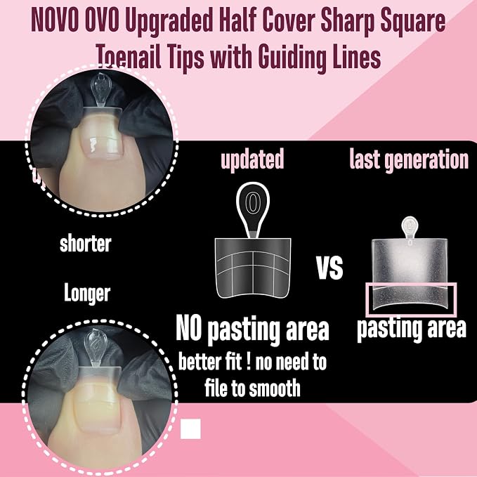 Square Toe Nail Tips Half Cover Meidum 300