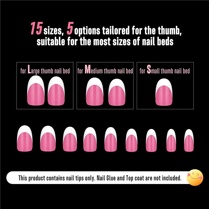 Oval White French Tip Rose Pink