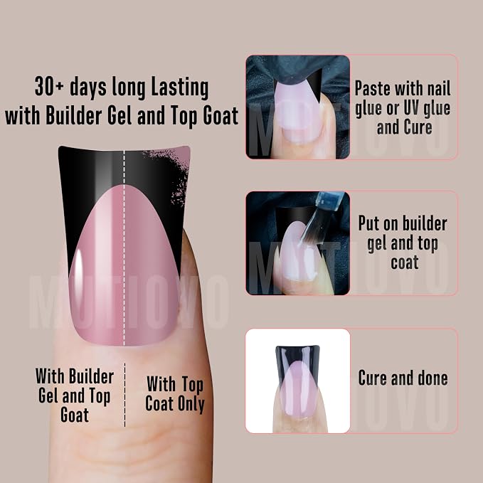 Duck Nails Short Black Berry Pink French Tips