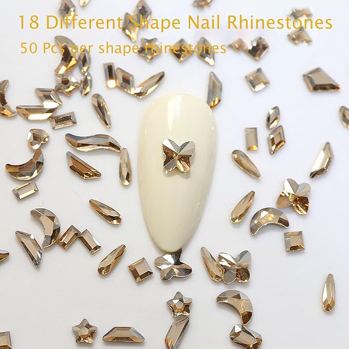 champagne nail rhinestones