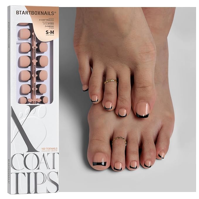 03-Peach Base-Black French-S-M Squoval