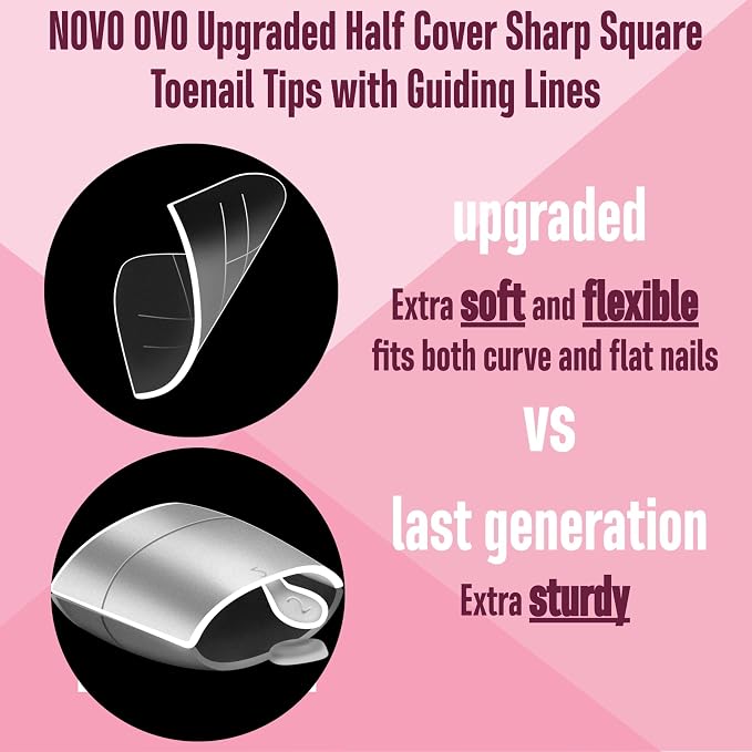Square Toe Nail Tips Half Cover Meidum 300