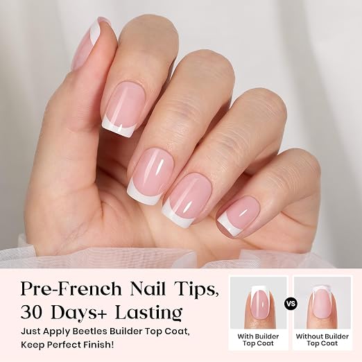 C - Press On Nail Kit | Extra Short Square | Pink French