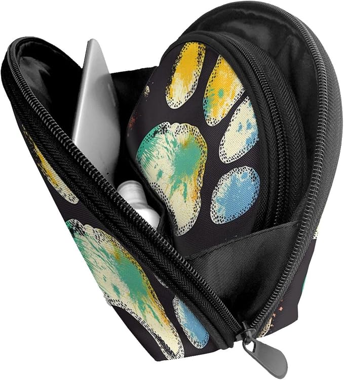 Colorful Dog Paw Print Black