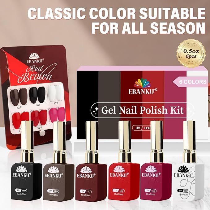 6 Colors, Dark Red White Black Brown