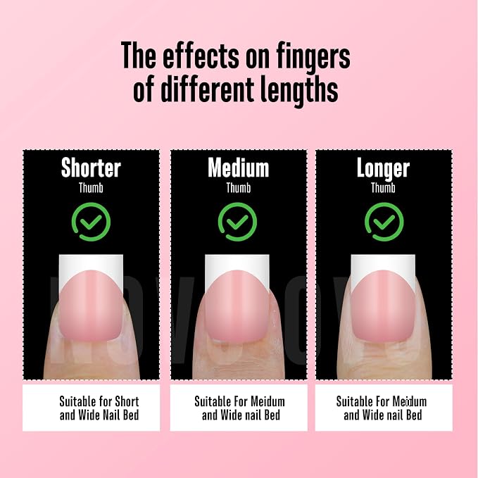 Short Sharp Square Nail Tips White French Tip BABY PINK