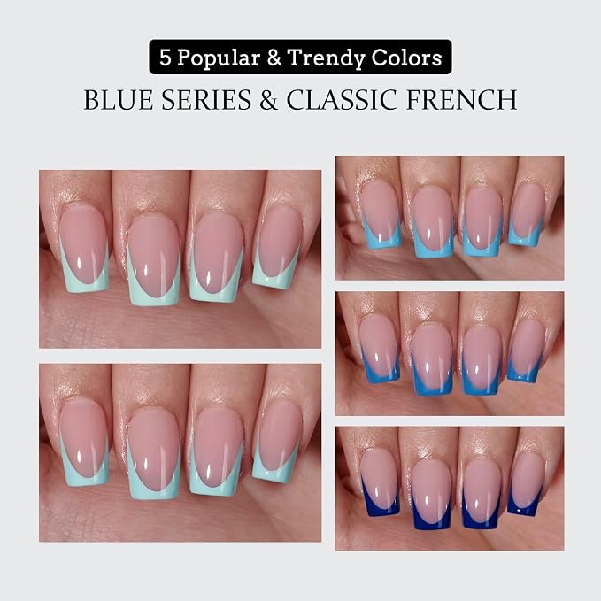 03 S - Square Blue French in Pink Base