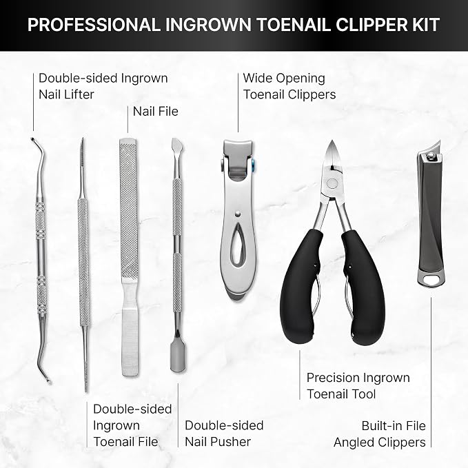 7 Pcs Set (Angled Clippers + Large Toenail Clipper)