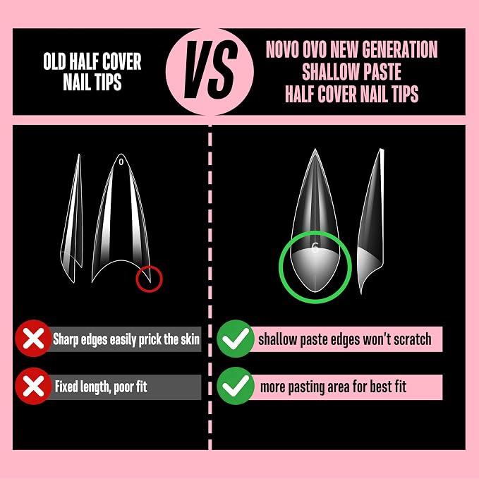 V Shape Half Cover Sharp Stiletto Nail Tips 480