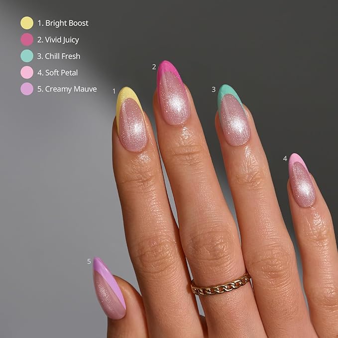 05 M - Almond Brighter Pastel French in Cat Eye Base