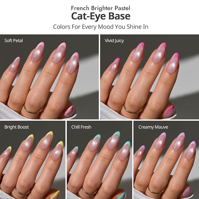 05 M - Almond Brighter Pastel French in Cat Eye Base