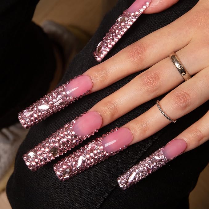 Pink French Tip Rhinestone