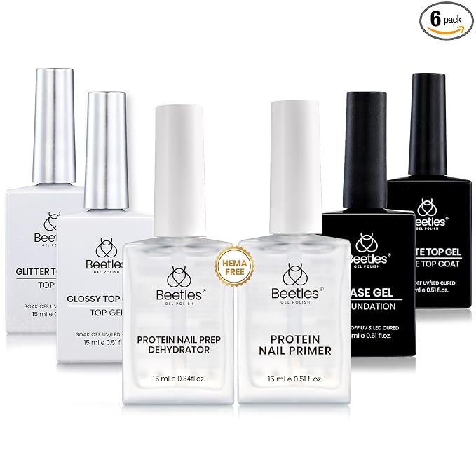 Glossy & Matte Gel Top and Base Coat Set & Nail Prep Dehydrator and Primer