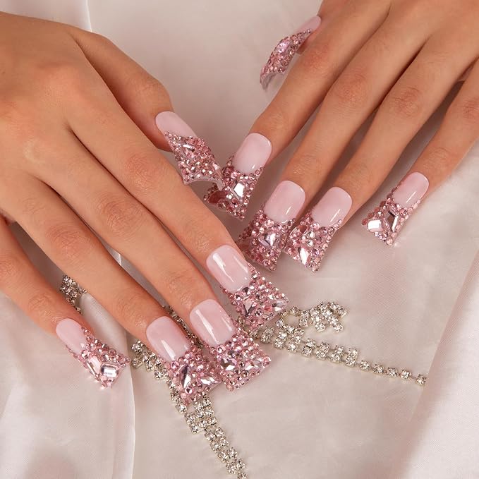 Pink French Tip Rhinestone