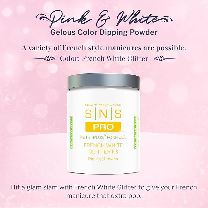 French White Glitter Dip Powder F3