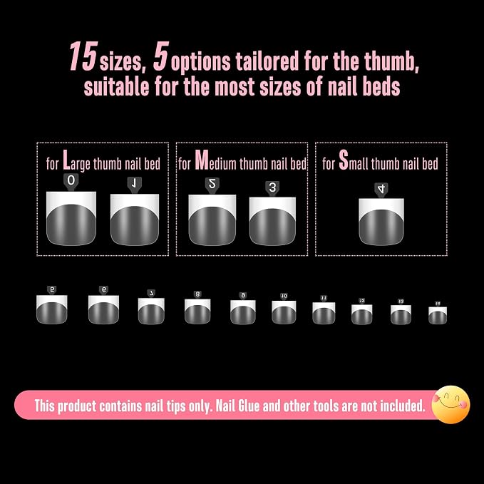 Sharp Square Toe Nails Clear with White French Tip Line