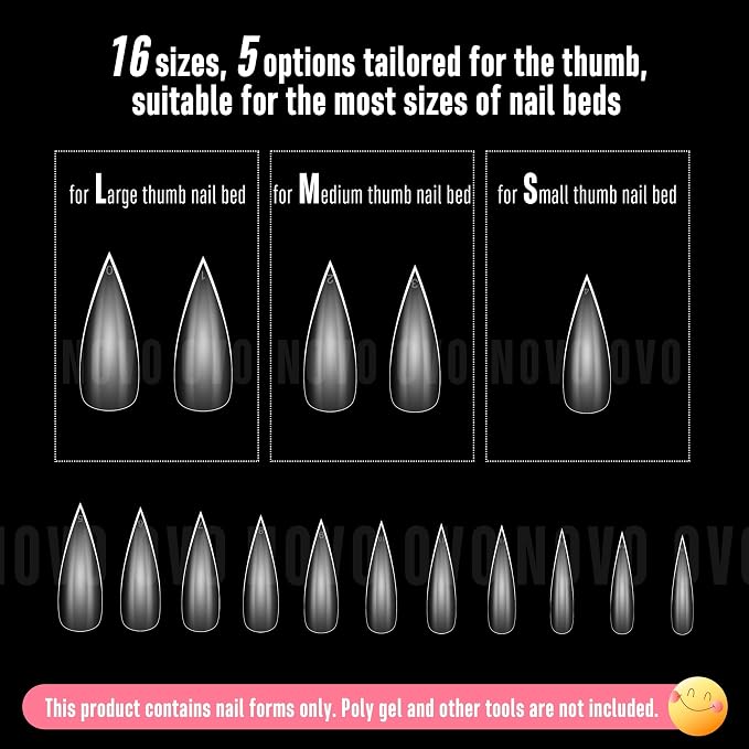 Medium / Long Clear Sharp Stiletto Nail Tips 224