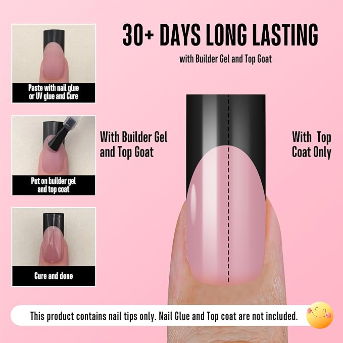 Sharp Square Black French Tip Berry Pink