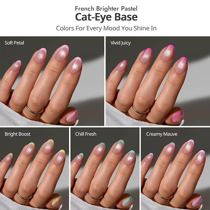 03 XS - Oval Brighter Pastel French in Cat Eye Base