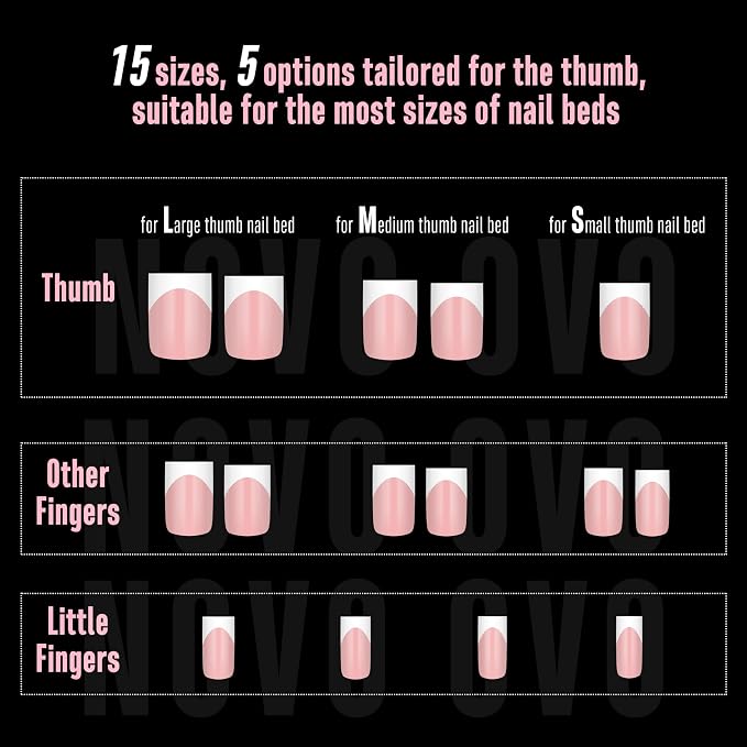 Short Sharp Square Nail Tips White French Tip BABY PINK