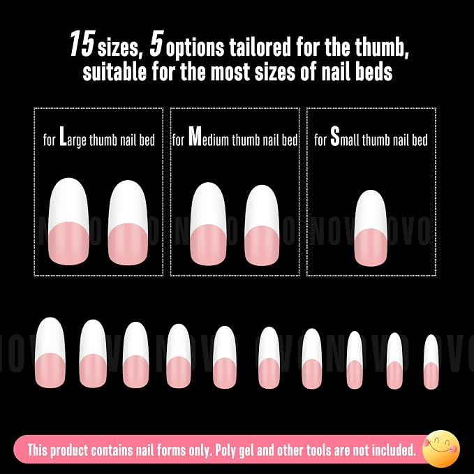 Medium/Long Oval Round Old School White French Tip Baby Pink 240