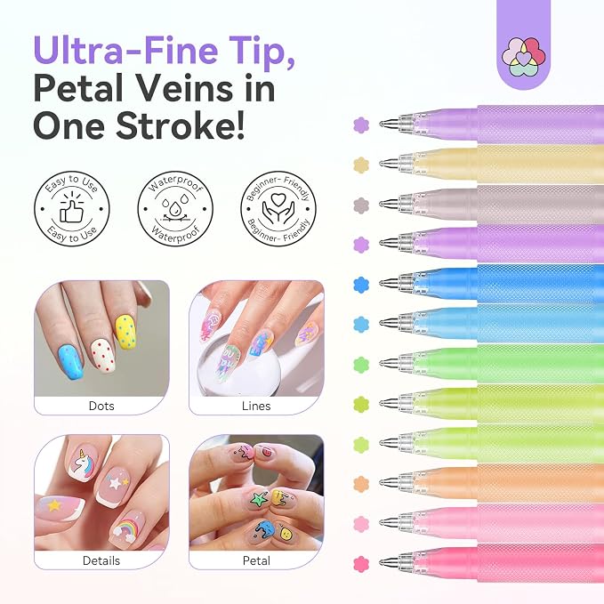 12 Colors Nail Art Pens Set 1