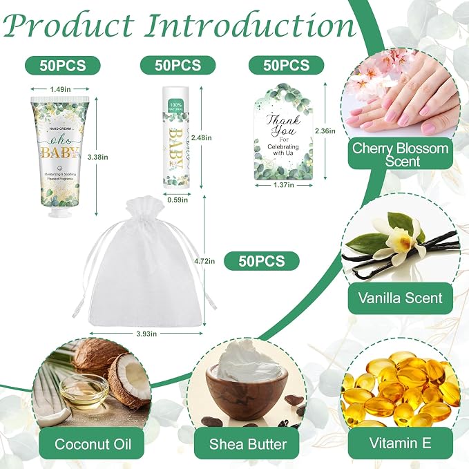 50 Sets Hand Cream and Lip Balm Shower Favors