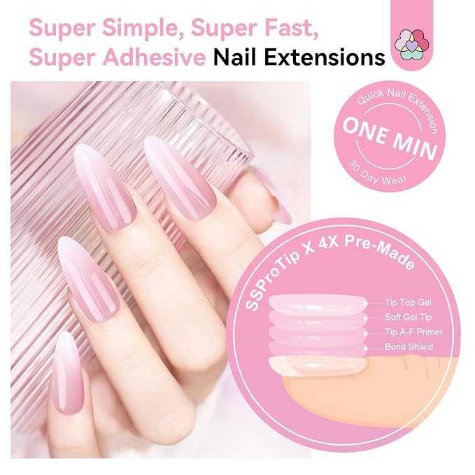 Pink White Ombre Medium Almond