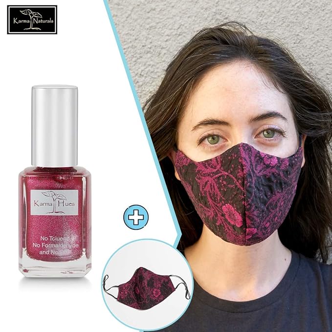 Megenta Floral Lurex Mask