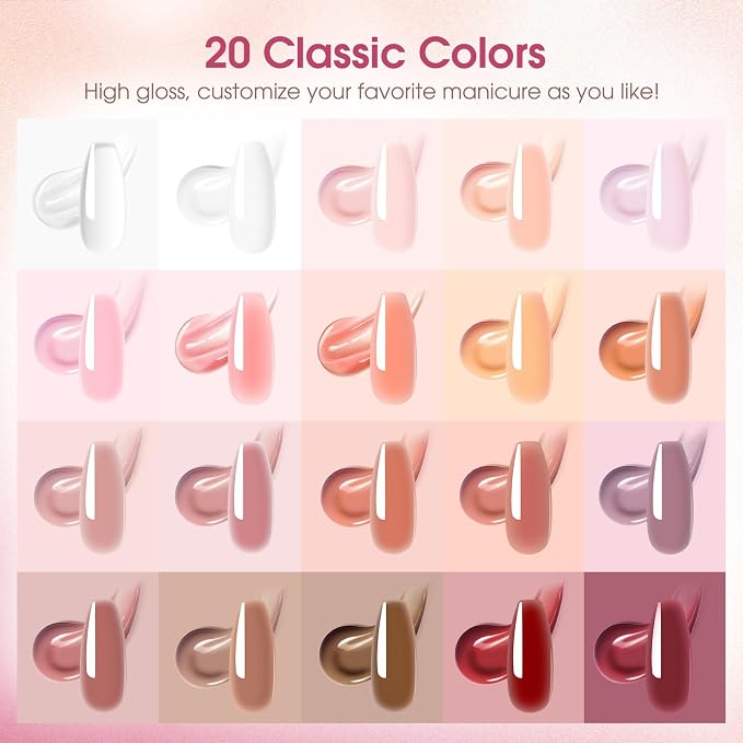 20pcs Poly Nail Gel 48W Nail Lamp Set