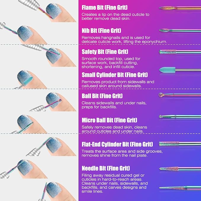 30Pcs Nail Bits with Pink Case