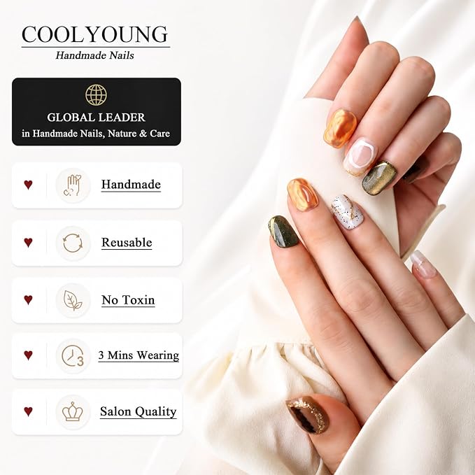 Brown press on nails