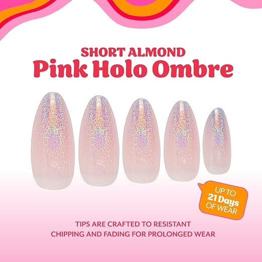 Holo Pink Ombre Almond