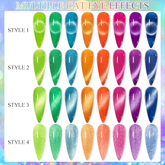 8 Colors Neon Cat Eye Gel
