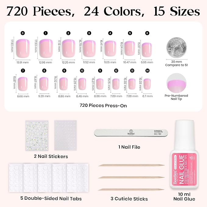 F - Nail Kit | Short Square | Candy Mix 720PCS