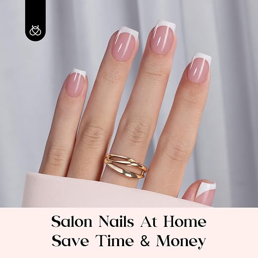 A - Press On Nail Kit | Short Square | Pink French