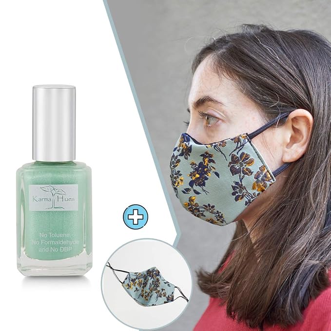 Aqua Gold Floral Mask