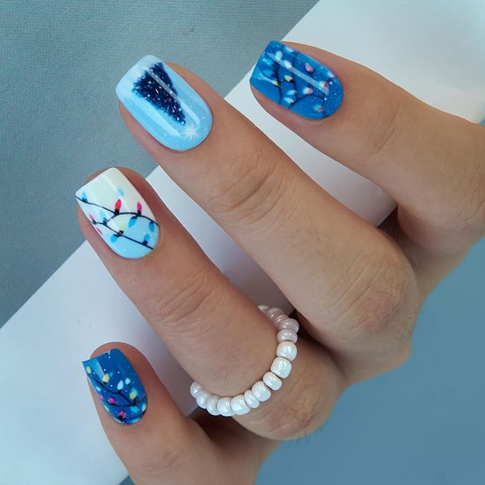 Christmas Lights Nail Art