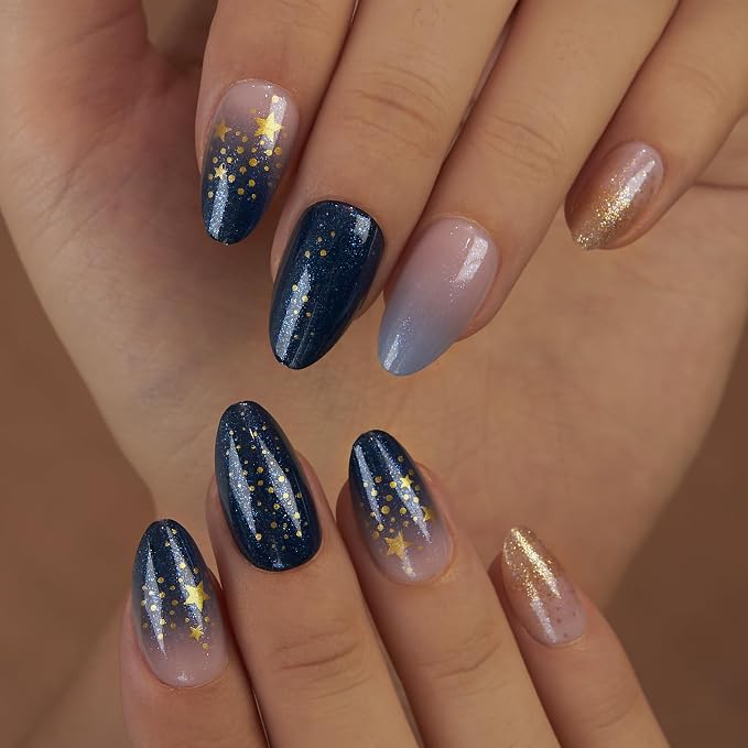 C2 - starry night glitter nails