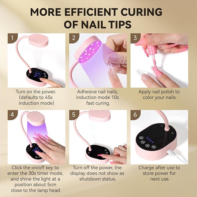 CC-Pink Gooseneck UV Nail Lamp