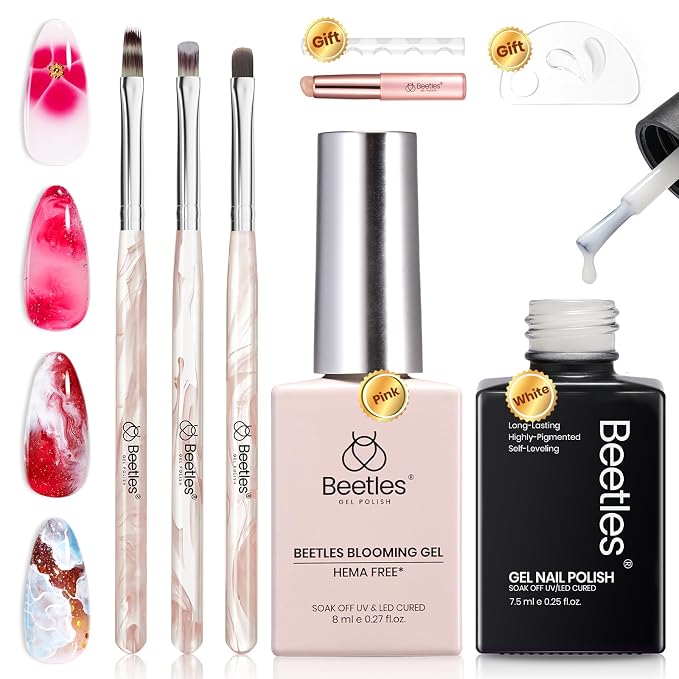 7-Blooming Gel&White Gel Nail Polish&Nail Art Brushes Set