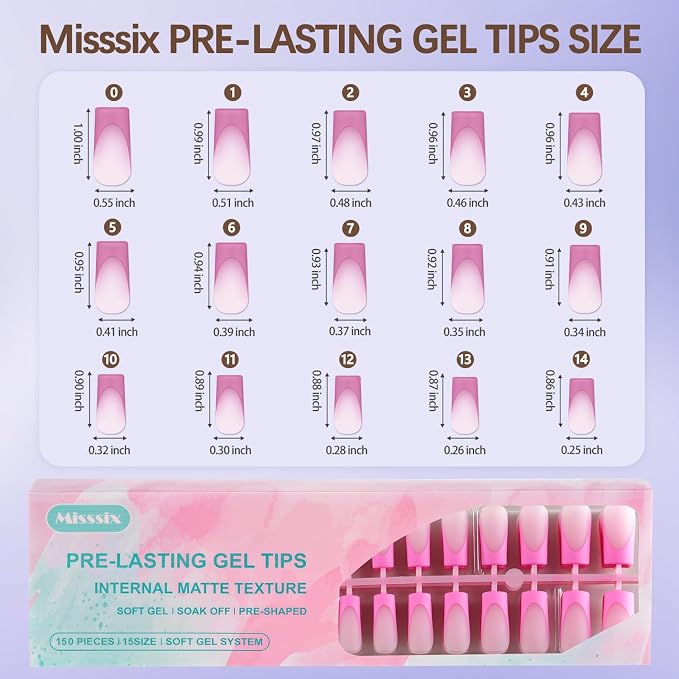 Pink Long Square nail kit