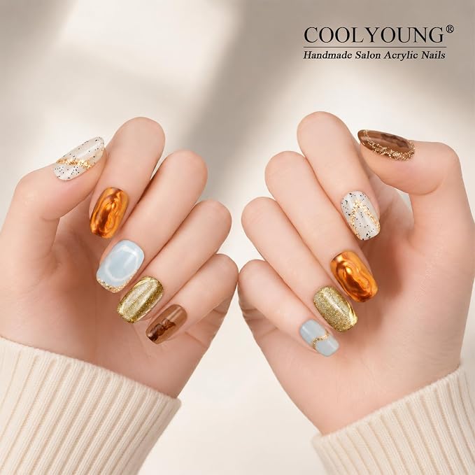 Brown press on nails