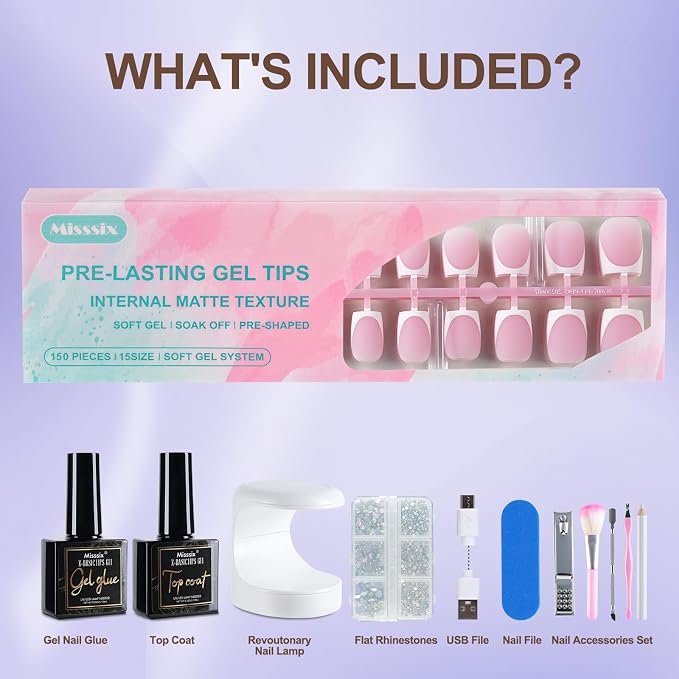 150PCS PINK SHORT FRENCH KIT