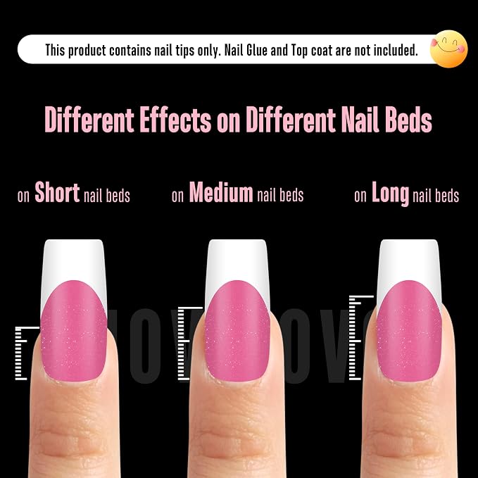Square White French Tip Rose Pink