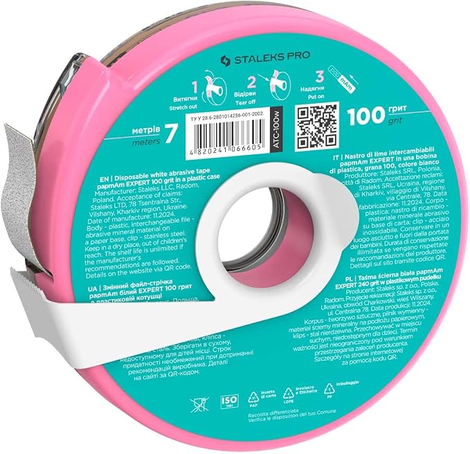 Glueless Abrasive Tape (Papmam) in Plastic Case, 100 Grit